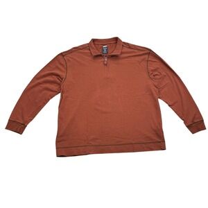 RedHead Men's Quarter Zip Pullover Long Sleeve Casual Top Copper Brown XL Faded